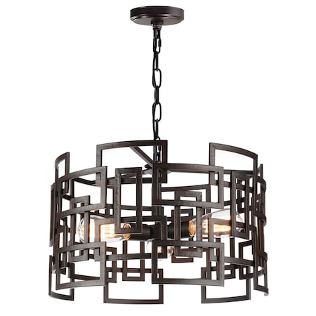 Cwi Lighting Litani 3 Light Down Chandelier With Brown Finish 9913P19-3-205